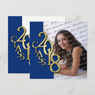 Blue and Gold 2018Graduation Invitation