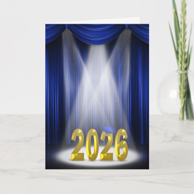 Blue and Gold 2025 Graduation Spotlight  Card (Front)