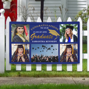 Blue And Gold 2026 Graduation 5 Photo Collage Banner