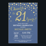 Blue and Gold 21st Birthday Diamond Invitation<br><div class="desc">21st Birthday Invitation with Blue and Gold Glitter Diamond Background. Gold Confetti. Adult Birthday. Male Men or Women Birthday. For further customisation,  please click the "Customise it" button and use our design tool to modify this template.</div>