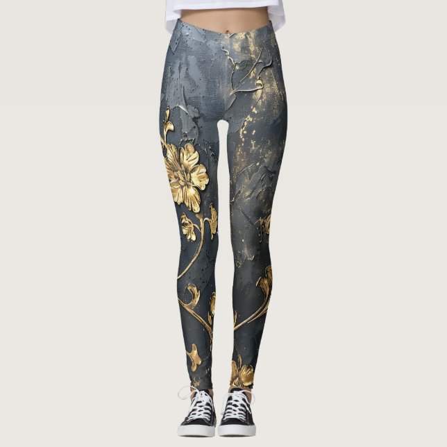 Blue and Gold 3D Leggings (Front)
