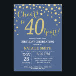 Blue and Gold 40th Birthday Diamond Invitation<br><div class="desc">40th Birthday Invitation with Blue and Gold Glitter Diamond Background. Gold Confetti. Adult Birthday. Male Men or Women Birthday. For further customisation,  please click the "Customise it" button and use our design tool to modify this template.</div>
