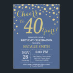 Blue and Gold 40th Birthday Diamond Invitation<br><div class="desc">40th Birthday Invitation with Blue and Gold Glitter Diamond Background. Gold Confetti. Adult Birthday. Male Men or Women Birthday. For further customisation,  please click the "Customise it" button and use our design tool to modify this template.</div>