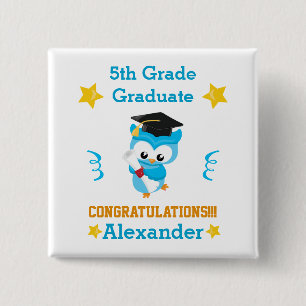 Blue and Gold 5th grade graduate 15 Cm Square Badge