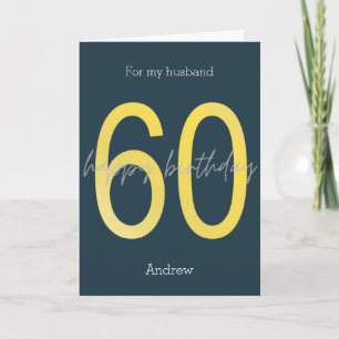 Blue and Gold 60th Birthday Card