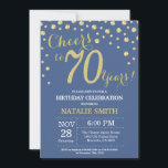 Blue and Gold 70th Birthday Diamond Invitation<br><div class="desc">70th Birthday Invitation with Blue and Gold Glitter Diamond Background. Gold Confetti. Adult Birthday. Male Men or Women Birthday. For further customisation,  please click the "Customise it" button and use our design tool to modify this template.</div>