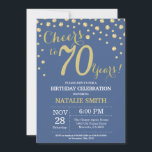 Blue and Gold 70th Birthday Diamond Invitation<br><div class="desc">70th Birthday Invitation with Blue and Gold Glitter Diamond Background. Gold Confetti. Adult Birthday. Male Men or Women Birthday. For further customisation,  please click the "Customise it" button and use our design tool to modify this template.</div>
