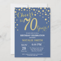 Blue and Gold 70th Birthday Diamond