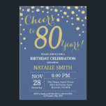 Blue and Gold 80th Birthday Diamond Invitation<br><div class="desc">80th Birthday Invitation with Blue and Gold Glitter Diamond Background. Gold Confetti. Adult Birthday. Male Men or Women Birthday. For further customisation,  please click the "Customise it" button and use our design tool to modify this template.</div>