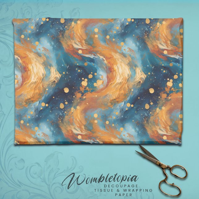  Blue and Gold Abstract Outer Space Whirl Wrapping Paper (Creator Uploaded)