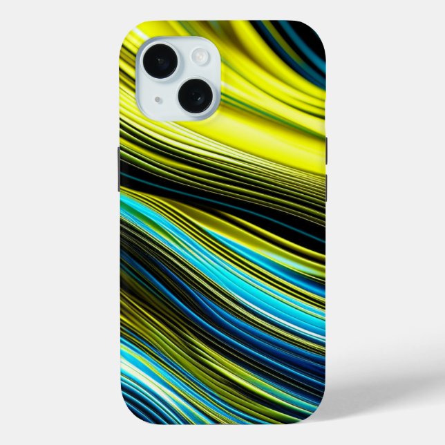 Blue and Gold Abstract Silk and Satin Rolls Case-Mate iPhone Case (Back)