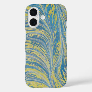 Blue And Gold Abstract Wave iPhone 16 Case