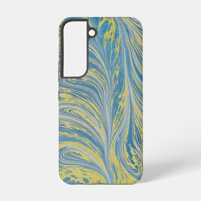 Blue And Gold Abstract Wave Samsung Galaxy S22 Case (Back)