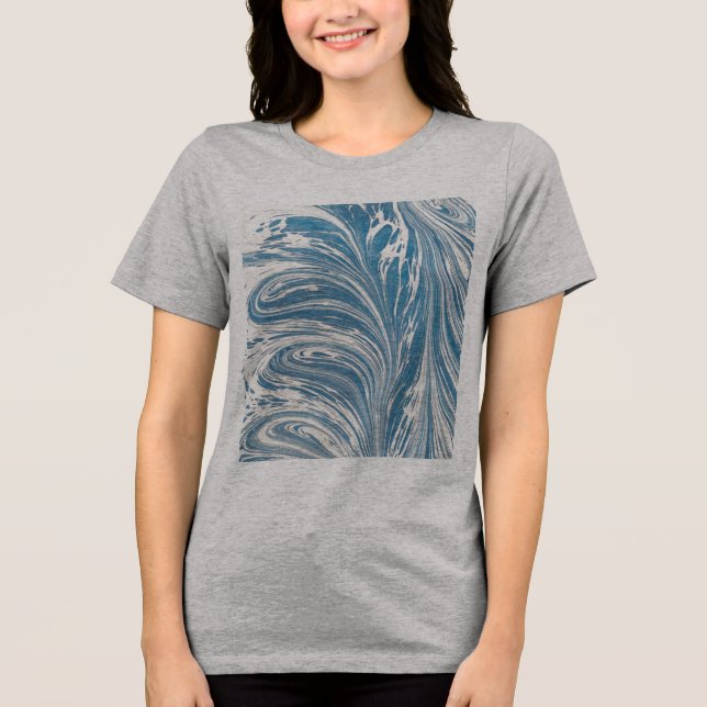 Blue And Gold Abstract Wave Tri-Blend Shirt (Front)