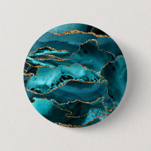 Blue and Gold Agate 6 Cm Round Badge