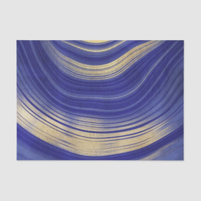 Blue and Gold Agate pattern Tissue Paper (Front)