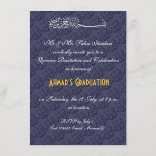 Blue and gold Allah muslim celebration Invitation
