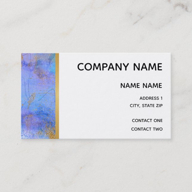 Blue and Gold and Gold Lined Border Business Card (Front)