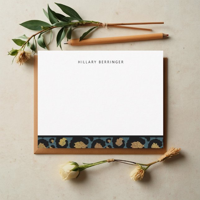 Blue and Gold Animal Print Note Cards (Creator Uploaded)