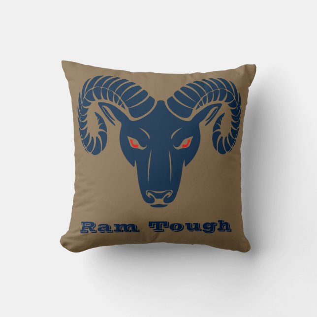 Blue and Gold Aries Ram Tough Cushion (Front)