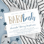 Blue and Gold Baby Bash, Couples Baby Shower Invitation<br><div class="desc">This Blue and Gold Baby Bash,  Couples Baby Shower invitation,  is perfect for a co-ed shower for modern day parents to be!</div>