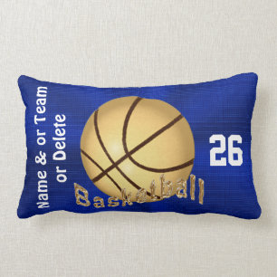Blue and Gold Basketball Team Gifts PERSONALIZED Lumbar Cushion