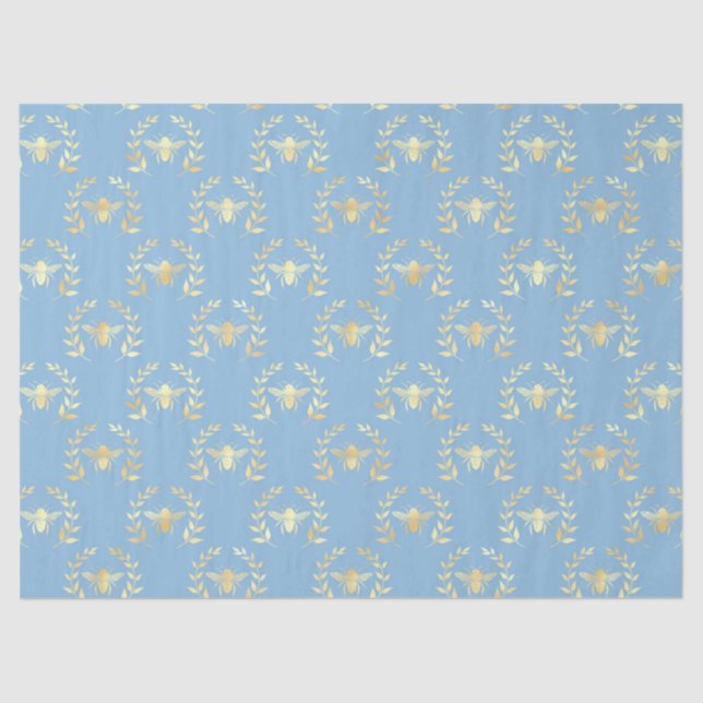 Blue and Gold Bees Series Design #9 Tissue Paper (Front)