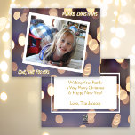 Blue and Gold Bokeh Sparkles Christmas Photo Holiday Card<br><div class="desc">Personalised Christmas cards. Pretty Christmas blue and gold bokeh sparkles holiday card.</div>