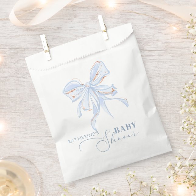 Blue and Gold Bow Chick Boy Baby Shower Favour Bag (Clipped)