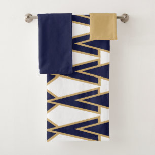 Blue and Gold Bowties Bath Towel Set