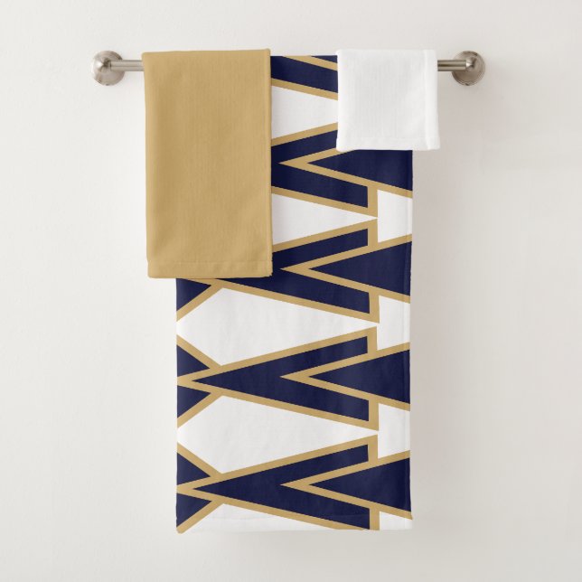 Blue and Gold Bowties  Bath Towel Set (Insitu)