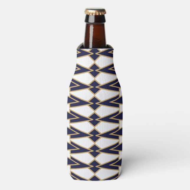 Blue and Gold Bowties  Bottle Cooler (Bottle Front)