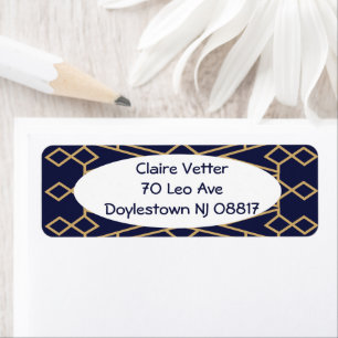 Blue and Gold Bowties  Return Address Label
