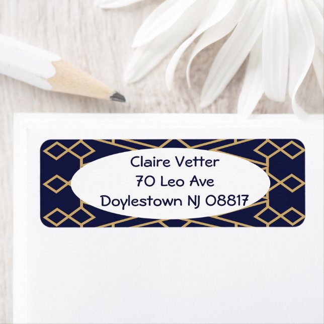 Blue and Gold Bowties  Return Address Label (Insitu)