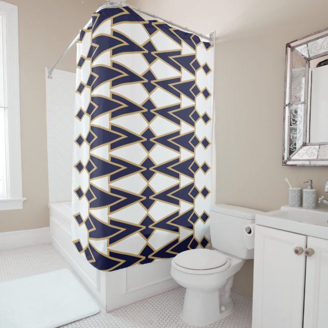 Blue and Gold Bowties  Shower Curtain (In Situ)