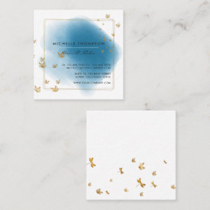 Blue and Gold Brushstrokes Square Business Card