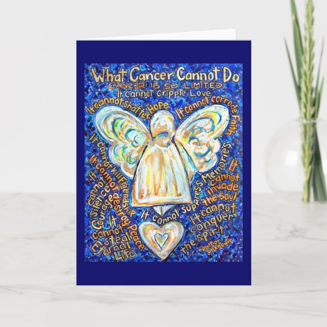 Blue and Gold Cancer Angel Card (Front)