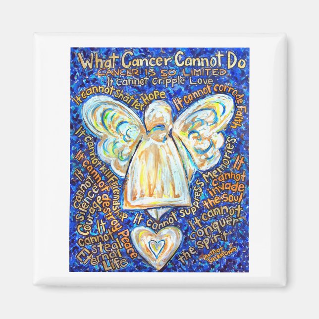 Blue and Gold Cancer Angel Magnet (Front)