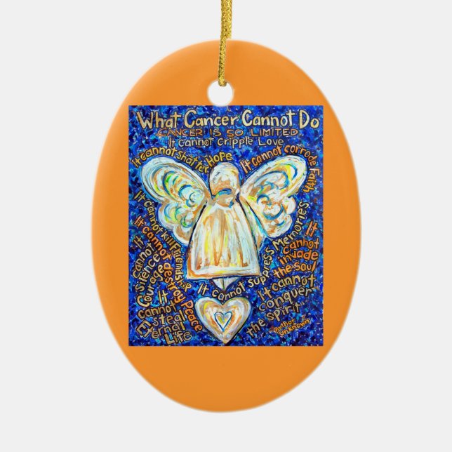 Blue and Gold Cancer Angel Ornament Customised (Front)