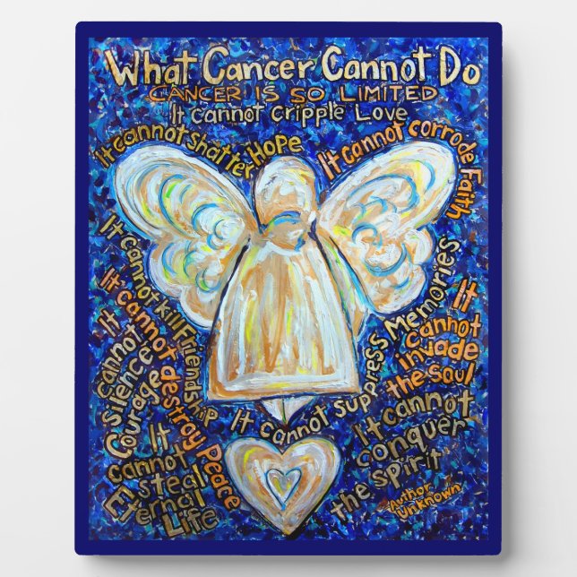 Blue and Gold Cancer Angel Painting Poem Plaque (Front)