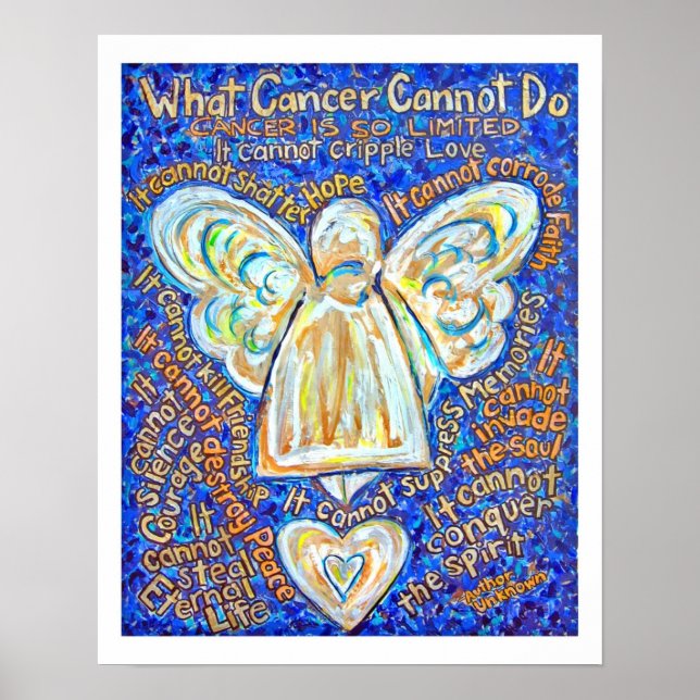 Blue and Gold Cancer Angel Poster (White Edge) (Front)
