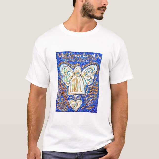 Blue and Gold Cancer Angel T-shirt (Back is Blank) (Front)