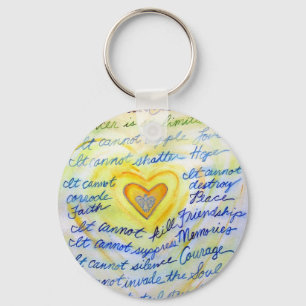 Blue and Gold Cancer Cannot Heart Keychain