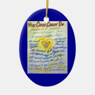 Blue and Gold Cancer Heart Ornament Customised