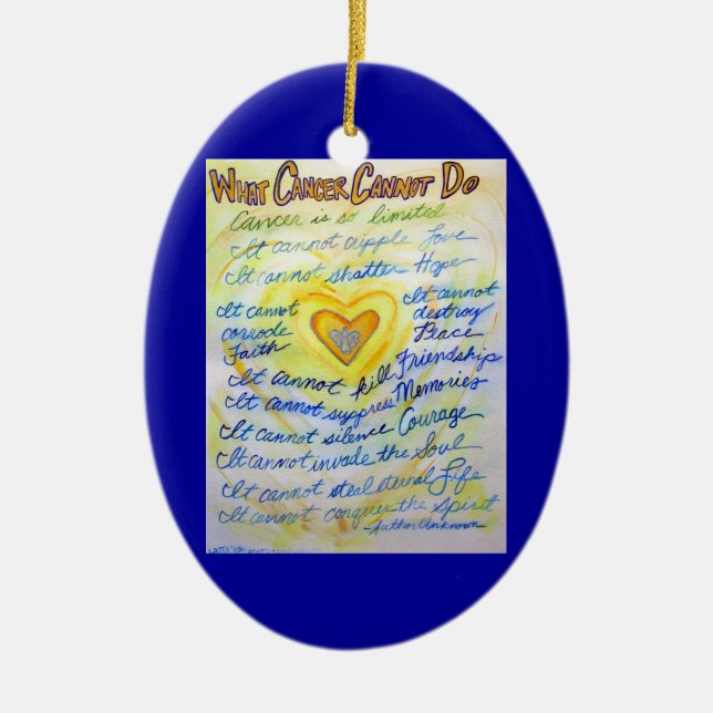 Blue and Gold Cancer Heart Ornament Customised (Front)