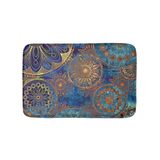Blue and Gold Celestial Bath Mat Custom Colours (Front)
