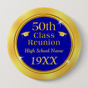 Blue and Gold, Cheap Class Reunion Gift Ideas, 10 Cm Round Badge