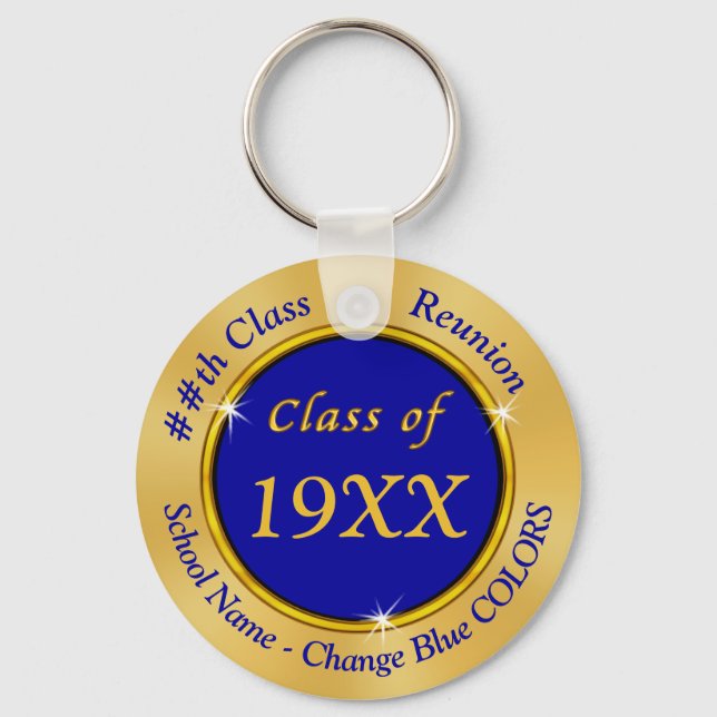 Blue and Gold Cheap Class Reunion Gift Ideas Key Ring (Front)