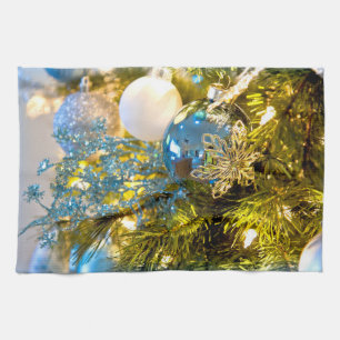 Blue and Gold Christmas Magic Tea Towel