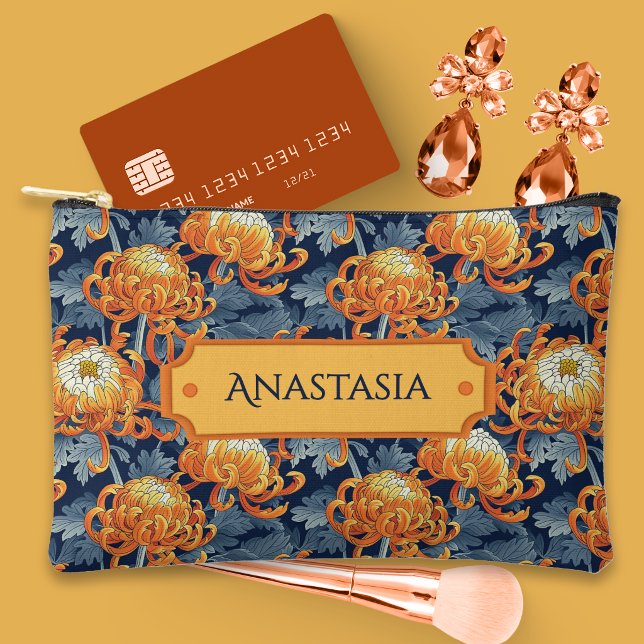 Blue and Gold Chrysanthemums Accessory Pouch (Creator Uploaded)